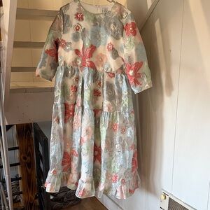 Floral Kids Dress with Ruffle Hem